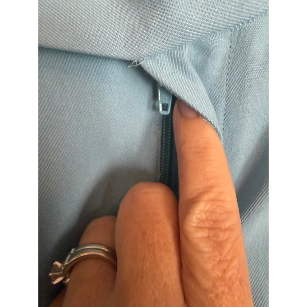 Vintage Lauren Ralph Lauren 100% Silk Sea Blue High Rise Wide Leg Pants Sz 8 NWT - Picture 11 of 12